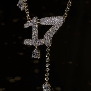 17 Pavé Diamond Numerology Necklace by Logan Hollowell Jewelry