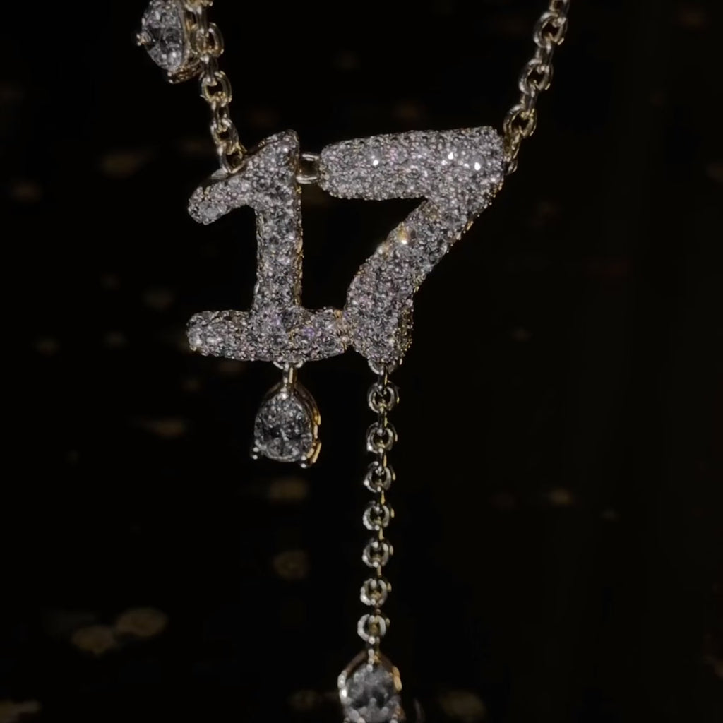 17 Pavé Diamond Numerology Necklace by Logan Hollowell Jewelry