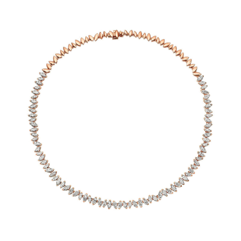 Dancing Marquise Diamond Necklace Rose Gold 14" by Logan Hollowell Jewelry