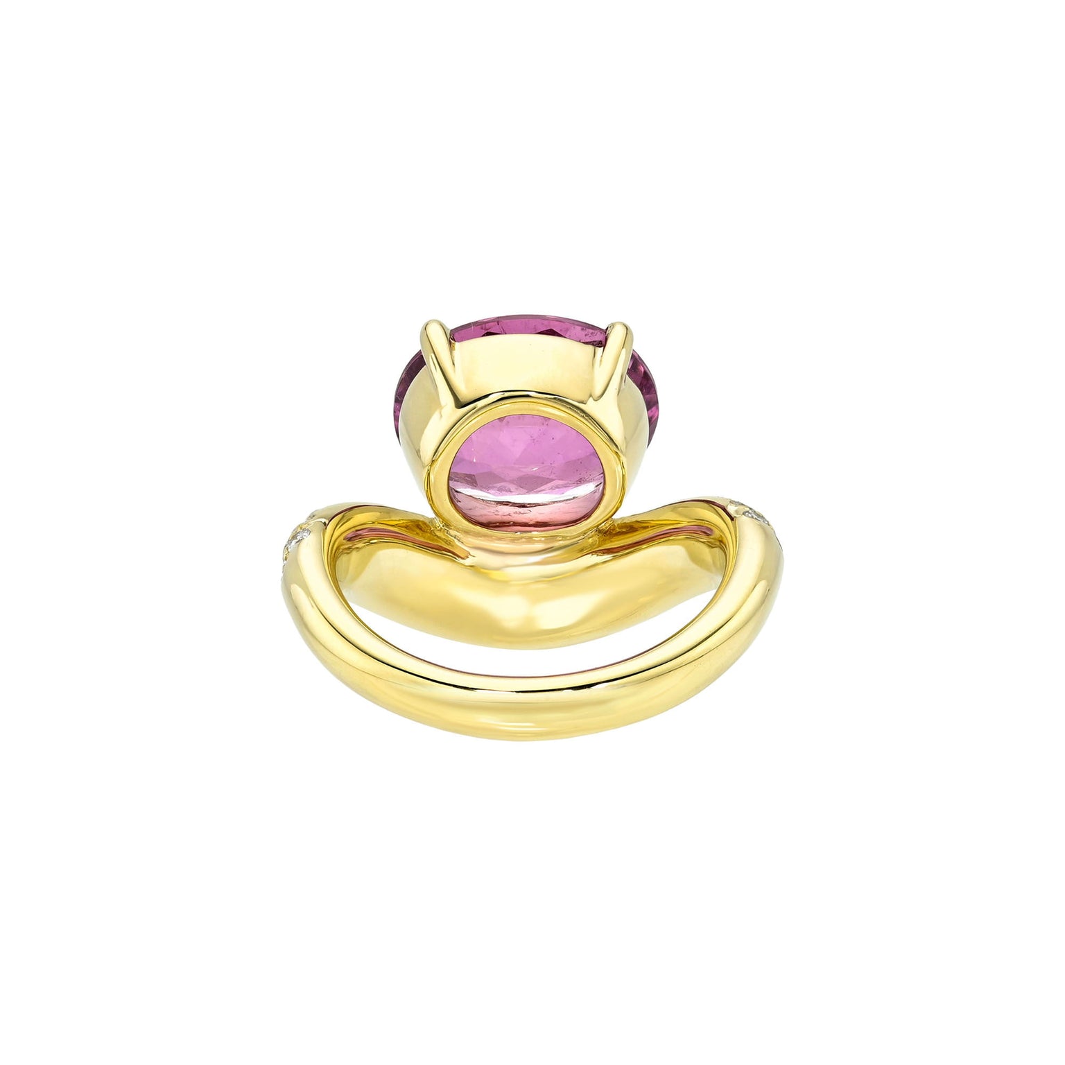 Enigma Rubellite Diamond Wave Ring by Logan Hollowell Jewelry