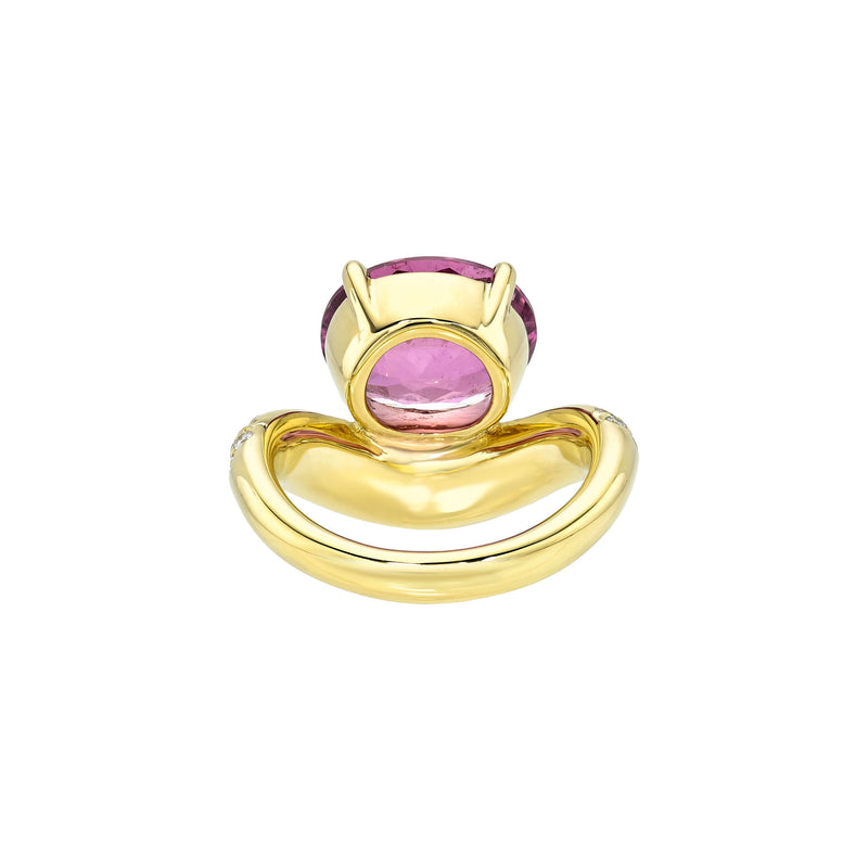 Enigma Rubellite Diamond Wave Ring by Logan Hollowell Jewelry