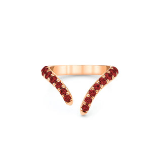 18K French Pavé Ruby Tusk Ring Rose Gold 3 by Logan Hollowell Jewelry