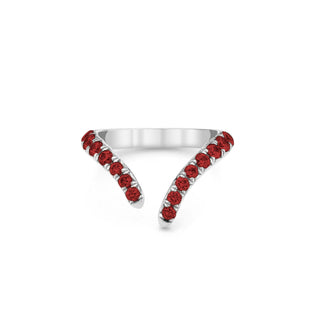 18K French Pavé Ruby Tusk Ring White Gold 3 by Logan Hollowell Jewelry