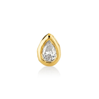 River Water Drop Diamond Stud Yellow Gold Single  by Logan Hollowell Jewelry