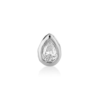 River Water Drop Diamond Stud White Gold Single  by Logan Hollowell Jewelry