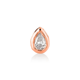 River Water Drop Diamond Stud Rose Gold Single  by Logan Hollowell Jewelry