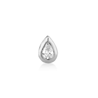 Baby River Water Drop Diamond Stud White Gold Single  by Logan Hollowell Jewelry