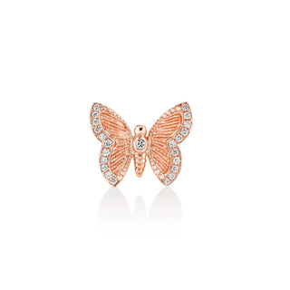 Butterfly Diamond Stud Rose Gold Single  by Logan Hollowell Jewelry