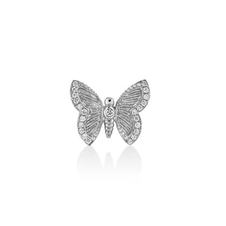 Butterfly Diamond Stud White Gold Single  by Logan Hollowell Jewelry