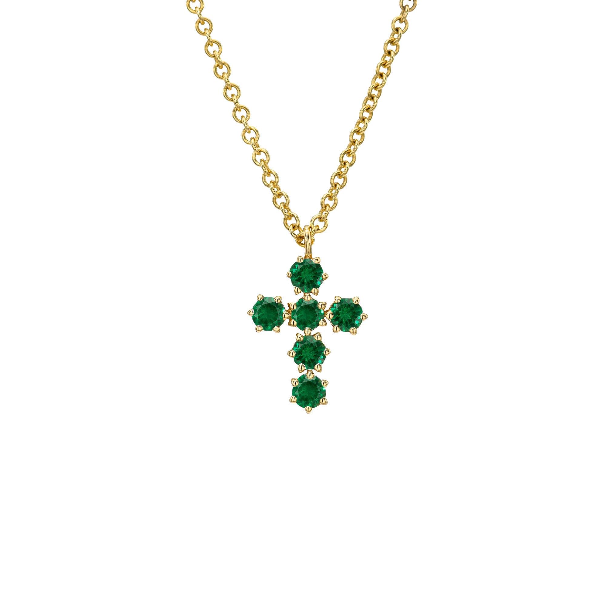 Petite Emerald Solar Flare Cross