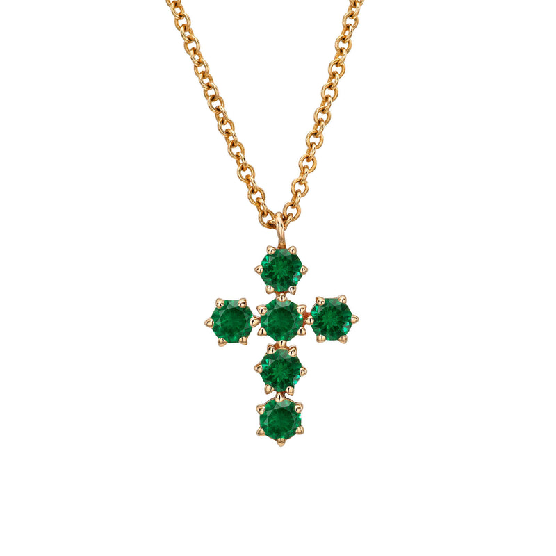 Emerald Solar Flare Cross Rose Gold by Logan Hollowell Jewelry