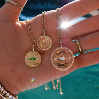 Call On Your Angels Green Tourmaline Angel Eye Coin Necklace by Logan Hollowell Jewelry
