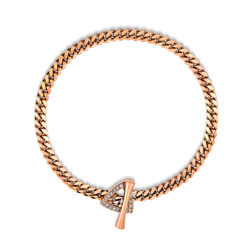 Pavé Diamond Mini Trillion Toggle Bracelet 6.5" Rose Gold  by Logan Hollowell Jewelry
