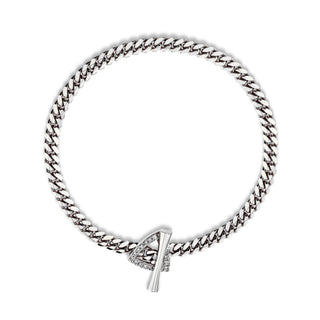 Pavé Diamond Mini Trillion Toggle Bracelet | Ready to Ship White Gold 6.5" by Logan Hollowell Jewelry