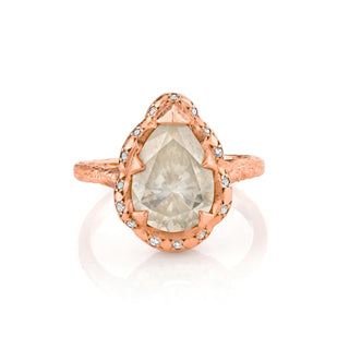 Queen Water Drop Rustic Diamond Ring with Sprinkled Diamonds Rose Gold 3  by Logan Hollowell Jewelry