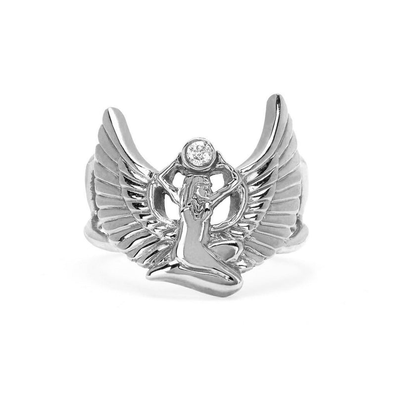 Sacred Egyptian Goddess of Magic Ring White Gold 3 by Logan Hollowell Jewelry