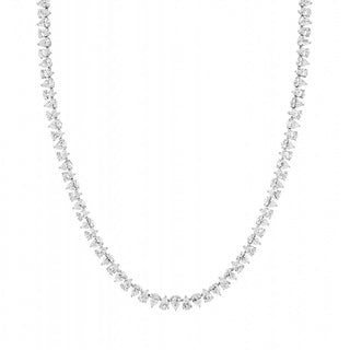 Reverse Water Drop Diamond Tennis Necklace 14-16" White Gold Lab-Created by Logan Hollowell Jewelry