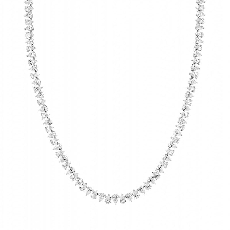 18K Reverse Water Drop Lab Created Diamond Tennis Necklace by Logan Hollowell Jewelry