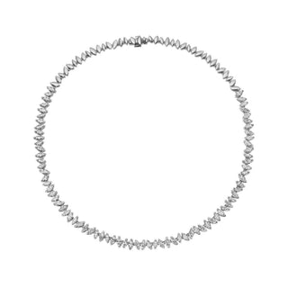 Dancing Marquise Diamond Necklace White Gold 14" by Logan Hollowell Jewelry