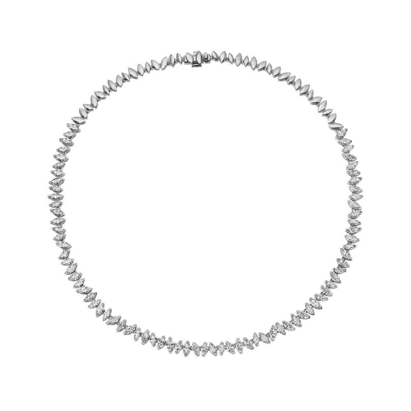 Dancing Marquise Diamond Necklace White Gold 14" by Logan Hollowell Jewelry