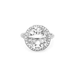 Baby Queen Oval Diamond Setting with Full Pavé Halo White Gold   by Logan Hollowell Jewelry