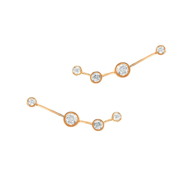 Petite Aries Diamond Constellation Studs Rose Gold Pair by Logan Hollowell Jewelry