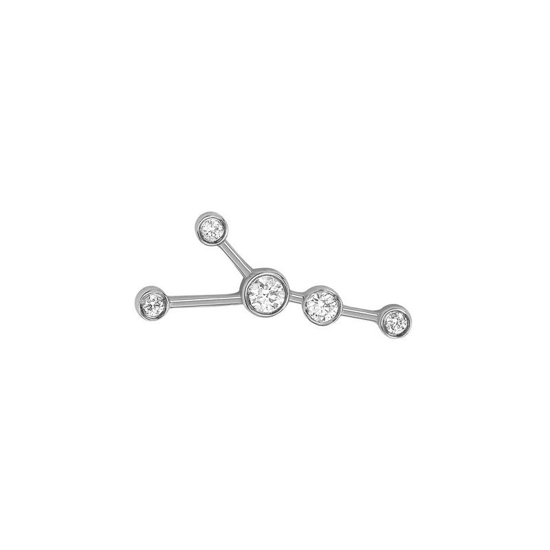 Petite Cancer Diamond Constellation Studs White Gold Single Left by Logan Hollowell Jewelry
