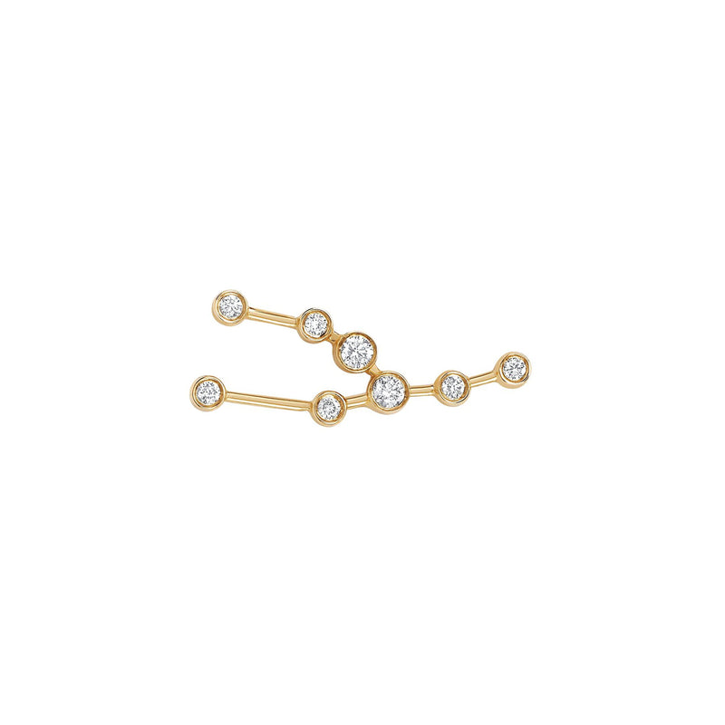 Petite Taurus Diamond Constellation Studs Yellow Gold Single Left by Logan Hollowell Jewelry
