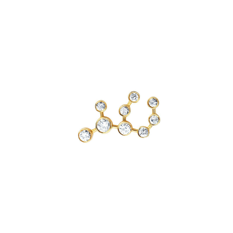 Petite Virgo Diamond Constellation Studs Yellow Gold Single Left by Logan Hollowell Jewelry