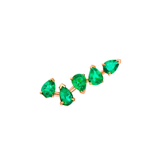 18k Reverse Water Drop 5 Emerald Earrings Rose Gold Single Left  by Logan Hollowell Jewelry