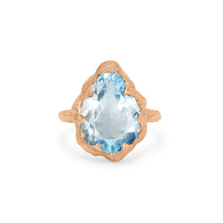 Queen Water Drop Aquamarine Solitaire Ring 4 Rose Gold  by Logan Hollowell Jewelry