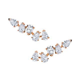 18k Reverse Water Drop 5 Diamond Earrings Rose Gold Pair  by Logan Hollowell Jewelry