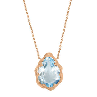 Queen Water Drop Aquamarine Solitaire Necklace Necklace Rose Gold  by Logan Hollowell Jewelry