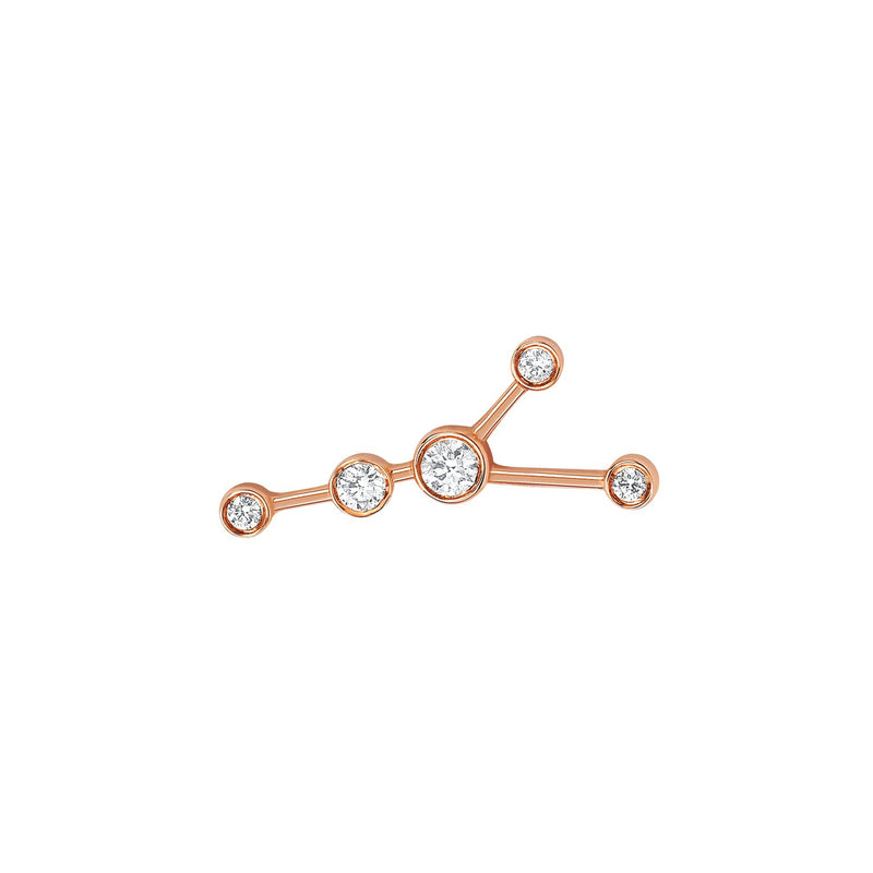 Petite Cancer Diamond Constellation Studs Rose Gold Single Right by Logan Hollowell Jewelry