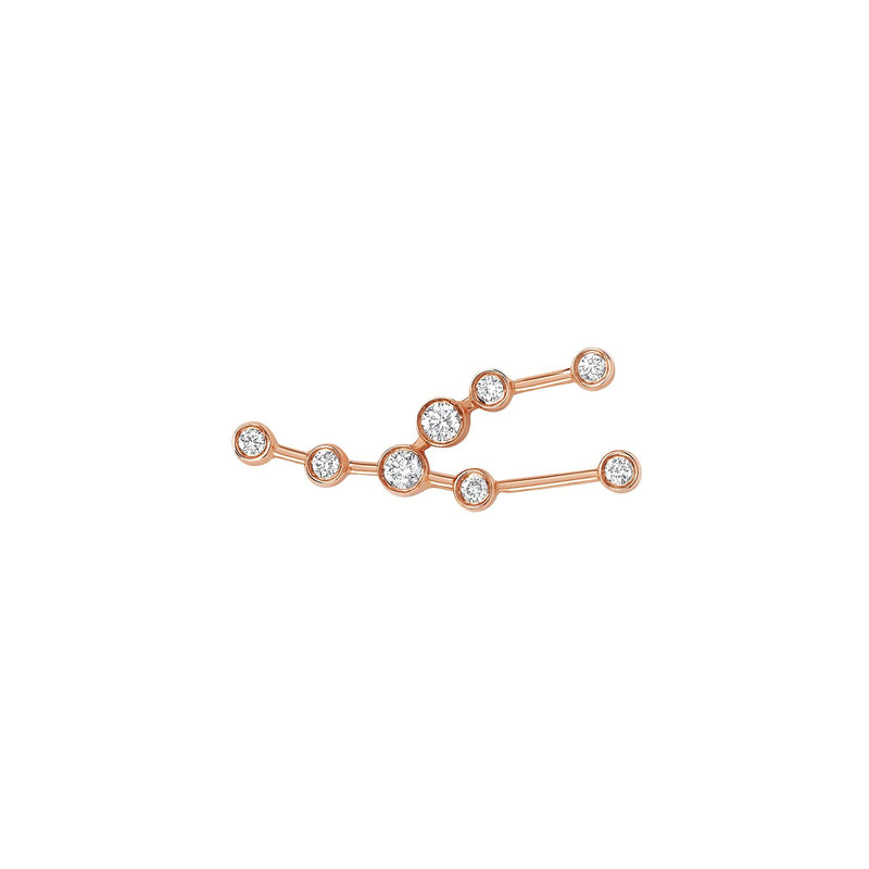 Petite Taurus Diamond Constellation Studs Rose Gold Single Right by Logan Hollowell Jewelry