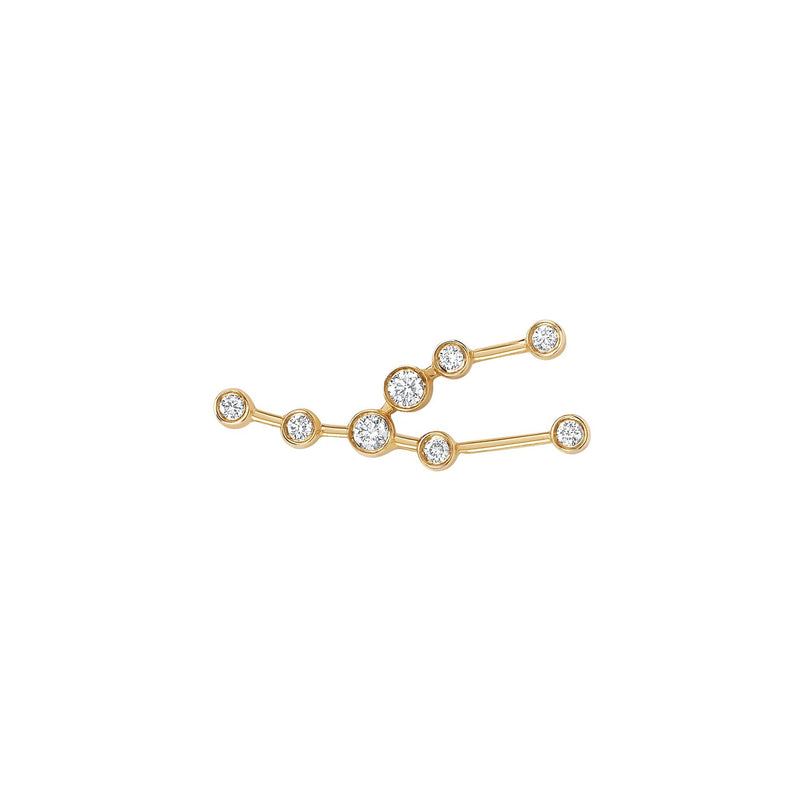 Petite Taurus Diamond Constellation Studs Yellow Gold Single Right by Logan Hollowell Jewelry