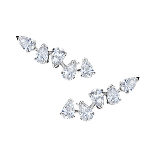 18k Reverse Water Drop 5 Diamond Earrings White Gold Pair  by Logan Hollowell Jewelry