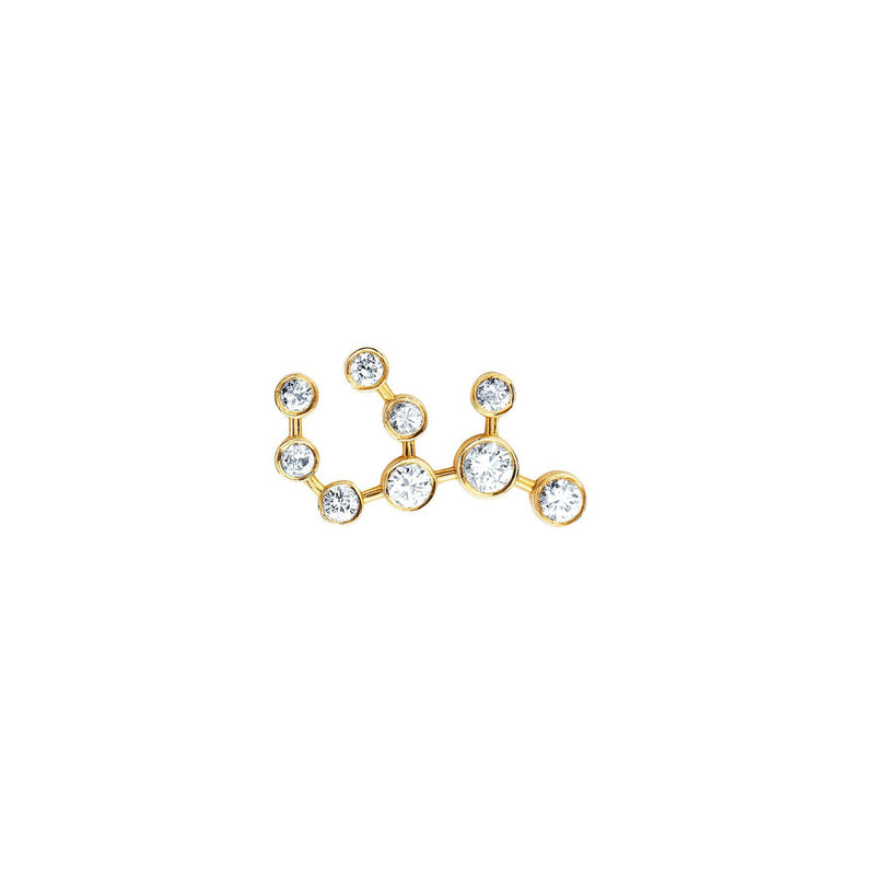 Petite Virgo Diamond Constellation Studs Yellow Gold Single Right by Logan Hollowell Jewelry
