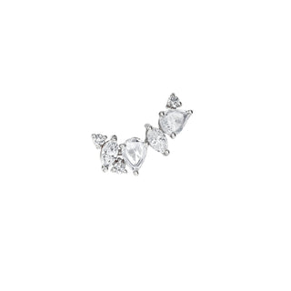 Eternal Jardin Rose Cut Diamond Marquise & Pear Studs White Gold Single Left  by Logan Hollowell Jewelry