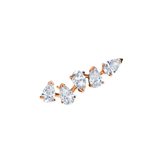 18k Reverse Water Drop 5 Diamond Earrings Rose Gold Single Left  by Logan Hollowell Jewelry