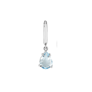 Water Drop Aquamarine Hoops White Gold Single  by Logan Hollowell Jewelry