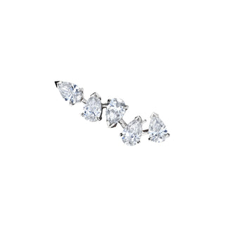 18k Reverse Water Drop 5 Diamond Earrings White Gold Single Right  by Logan Hollowell Jewelry
