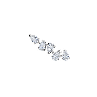 18k Baby Reverse Water Drop 5 Diamond Earrings White Gold Single Right  by Logan Hollowell Jewelry