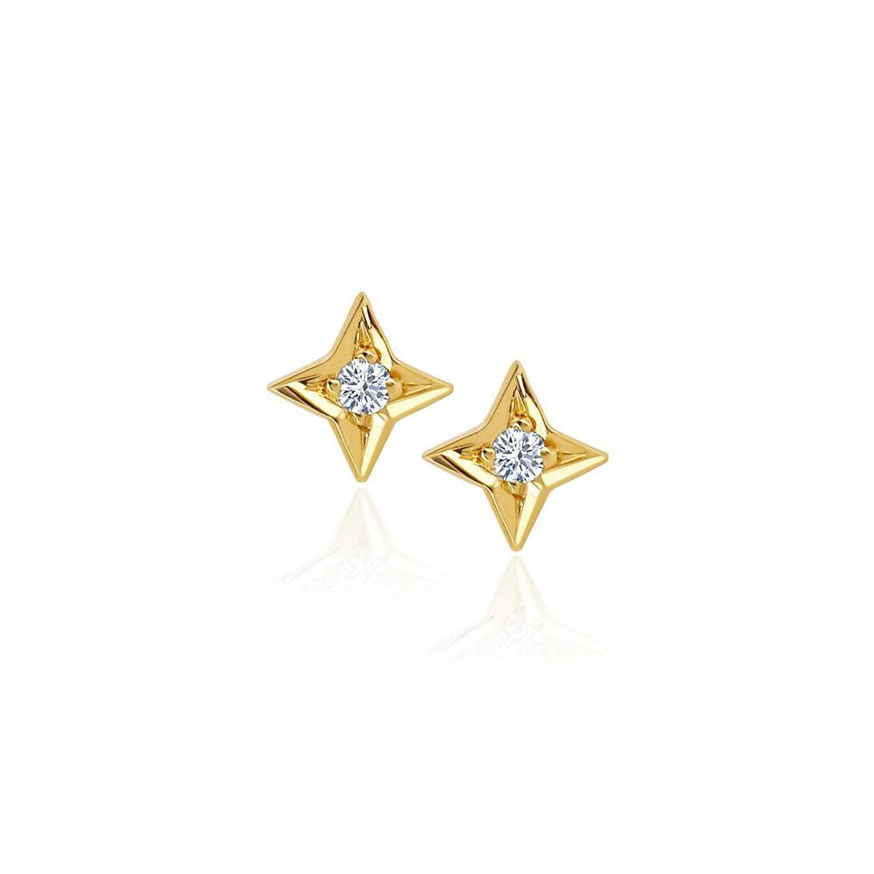 Four Point Star Studs | Ready to Ship Yellow Gold Pair by Logan Hollowell Jewelry
