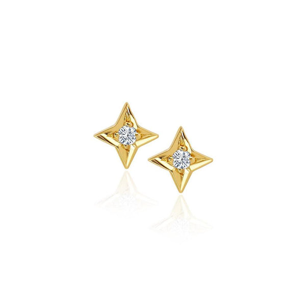 Four Point Star Studs | Ready to Ship Yellow Gold Pair by Logan Hollowell Jewelry