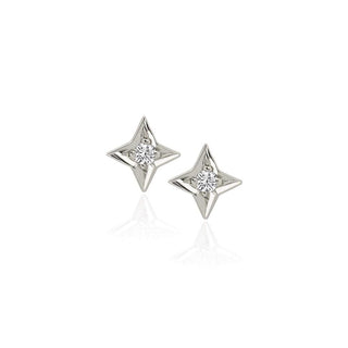Four Point Star Studs White Gold Pair  by Logan Hollowell Jewelry