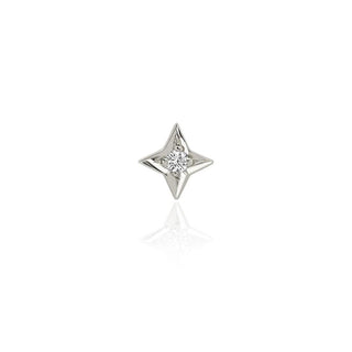 Four Point Star Studs White Gold Single  by Logan Hollowell Jewelry