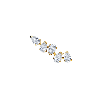 18k Baby Reverse Water Drop 5 Diamond Earrings Yellow Gold Single Right  by Logan Hollowell Jewelry