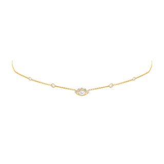 5 Diamond Orbit Bezel Choker with Angel Eye Diamond Center | Ready to Ship 14-15-16" Yellow Gold  by Logan Hollowell Jewelry