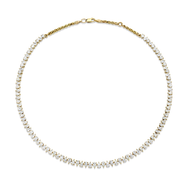 14K Baby Reverse Water Drop Diamond Tennis Necklace by Logan Hollowell Jewelry